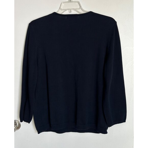 Alfred Dunner Women Navy Blue Sweater With Sequins Beads & Crew Neck Size 1X - Picture 2 of 5